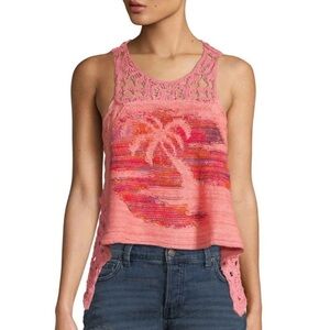 Free People Luau Crochet Knit Racerback Tank